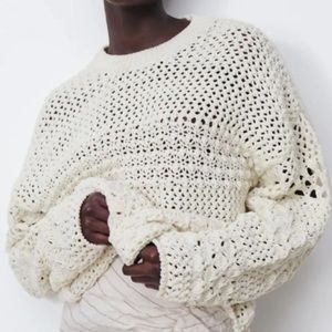 ZARA Textured Knit Sweater in cream